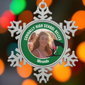 Green Color Guard Photo High School Dancer Snowflake Pewter Christmas Ornament