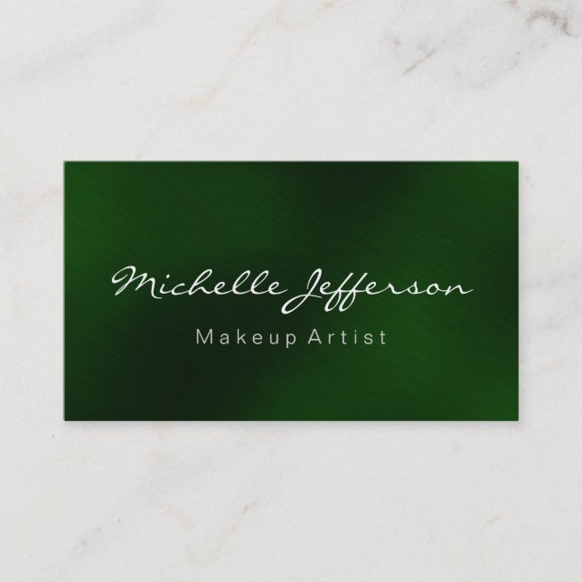 Green Color Makeup Artist Script Business Card (Front)