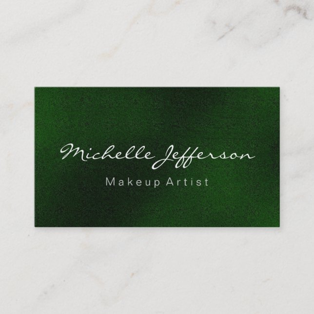 Green Color Makeup Artist Script Business Card (Front)