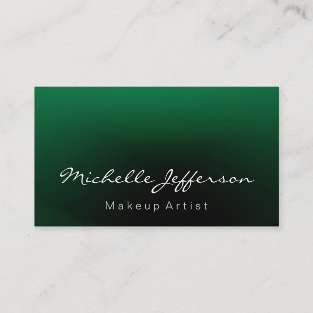 Green Color Makeup Artist Script Business Card (Front)