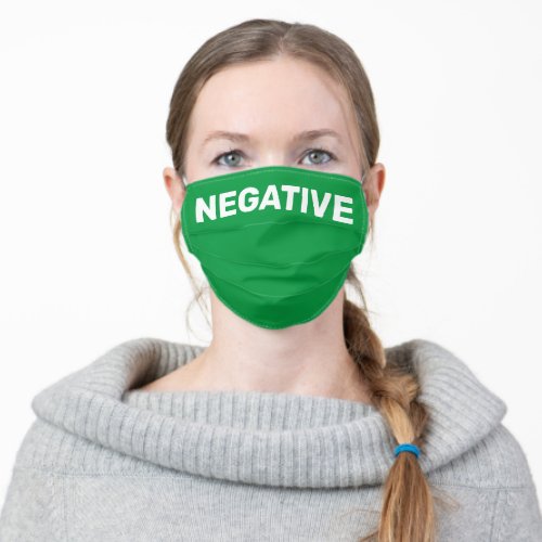 Green Color Negative Adult Cloth Face Mask