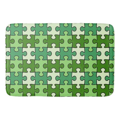 Green Color Palettes Puzzle Pieces  Bath Mat