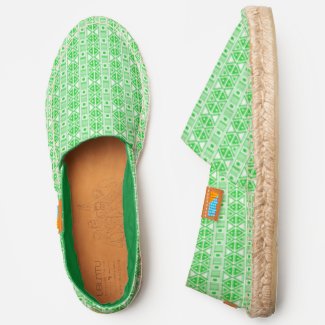 Green Color Pattern Of Triangles And Squares Espadrilles