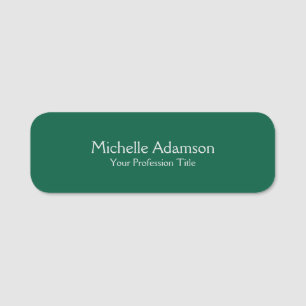 Green Color Professional Plain Modern Name Tag
