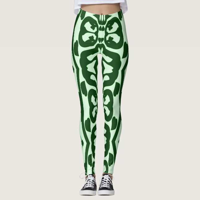 Green color seamless pattern "Ratti_Creative_Arts" Leggings (Front)