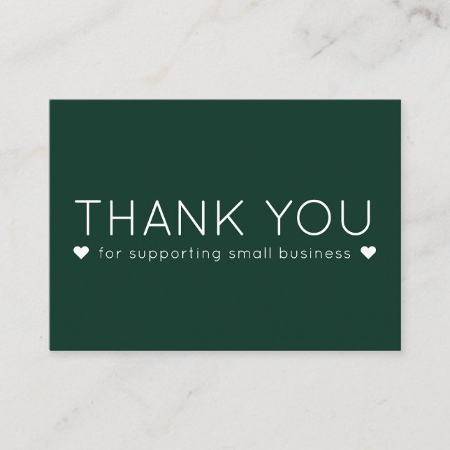 Green Color Simple Modern Thank you Business Cards (Front)
