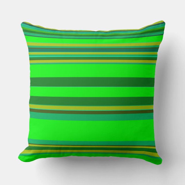 Green Color Stripe Customized Designer Pillow (Front)