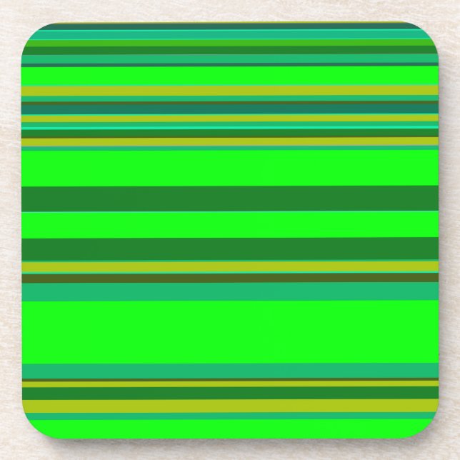 Green Color Stripe Patter Designer Coaster (Front)