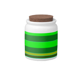 Green Color Striped Pattern Customized Designer Candy Jar