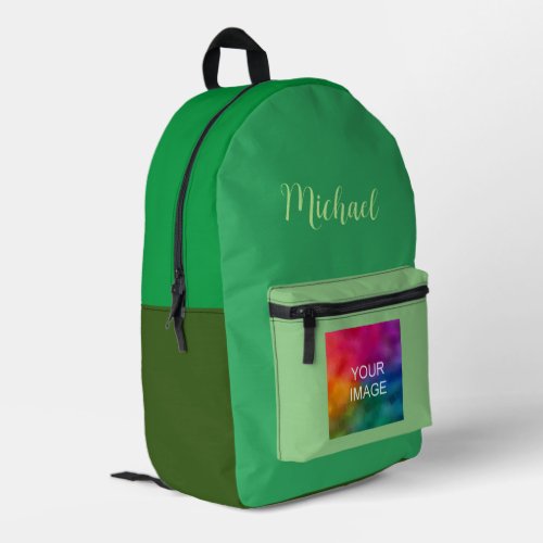 Green Color Tones Custom Template Typed Name Printed Backpack