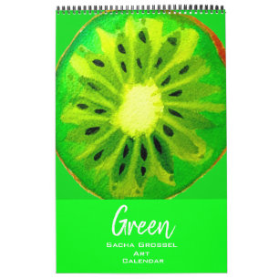 Green color watercolor art calendar Sacha Grossel