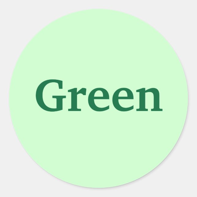 Green Color Word on Light Green Stickers (Front)