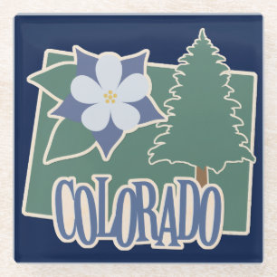 Green Colorado Columbine Glass Coaster