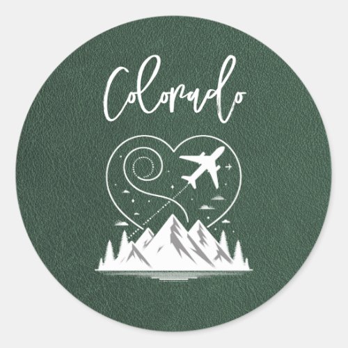 Green Colorado Passport  Classic Round Sticker