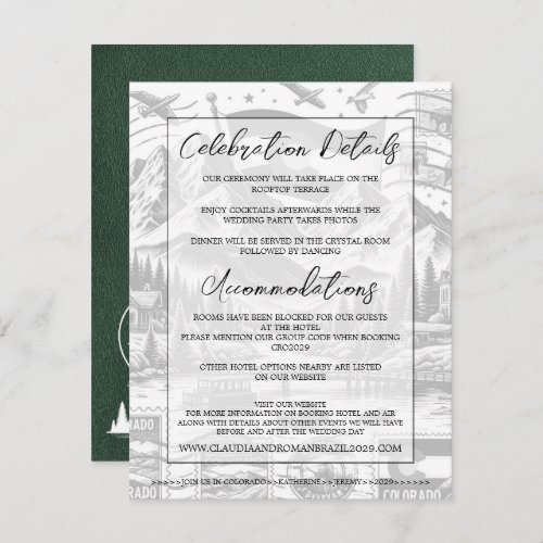 Green Colorado Passport Wedding Enclosure Card