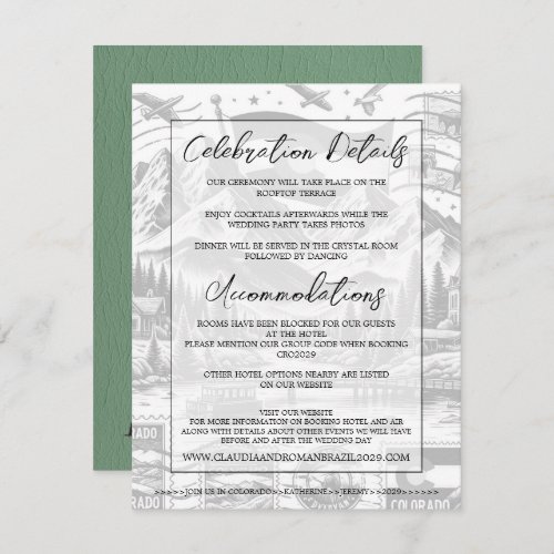 Green Colorado Passport Wedding Enclosure Card