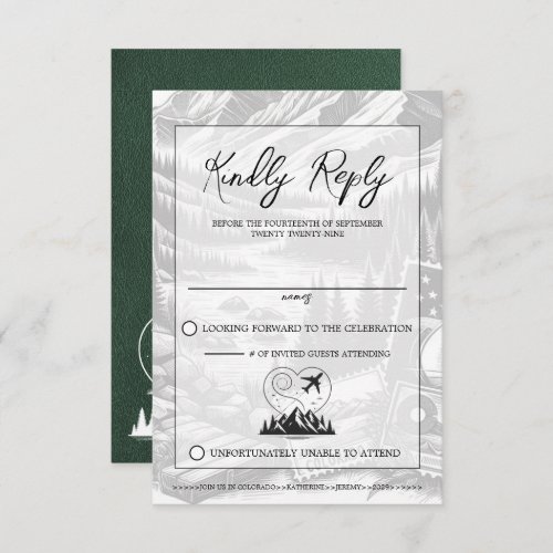 Green Colorado Passport Wedding RSVP Card