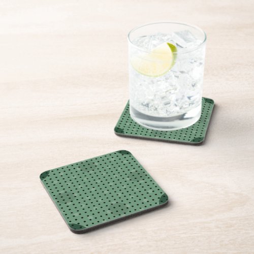 Green Colored Abstract Polka Dots Dark g1 Beverage Coaster