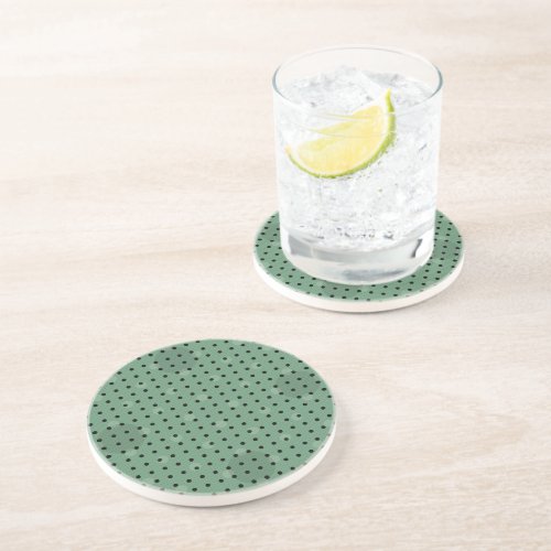 Green Colored Abstract Polka Dots Dark g1 Coaster