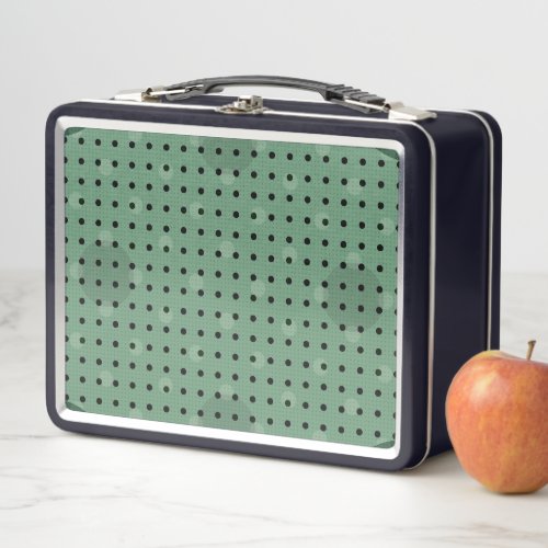 Green Colored Abstract Polka Dots Dark g1 Metal Lunch Box