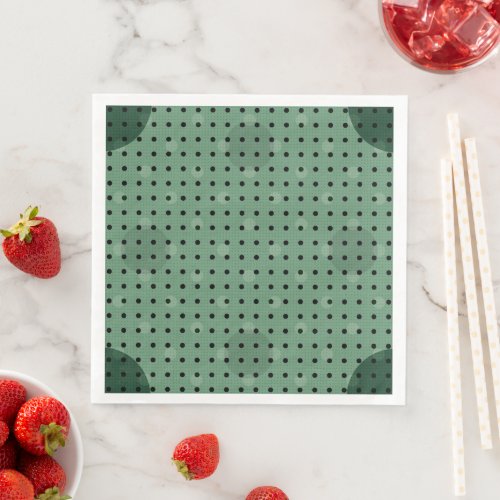 Green Colored Abstract Polka Dots Dark g1 Paper Dinner Napkins