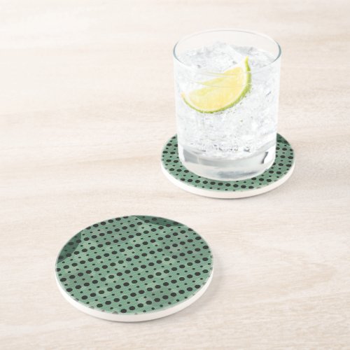 Green Colored Abstract Polka Dots Dark g9 Coaster