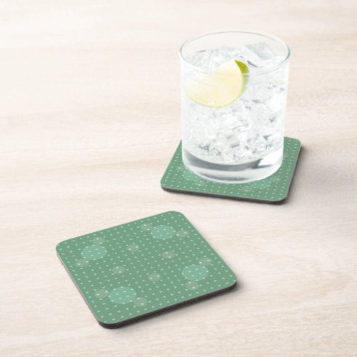 Green Colored Abstract Polka Dots Light g1 Beverage Coaster