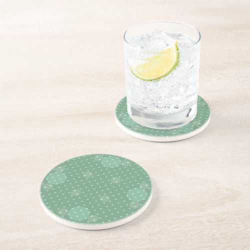 Green Colored Abstract Polka Dots Light g1 Coaster