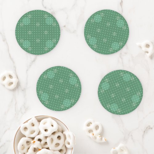 Green Colored Abstract Polka Dots Light g1 Coaster Set