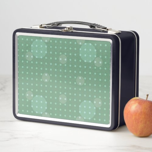 Green Colored Abstract Polka Dots Light g1 Metal Lunch Box