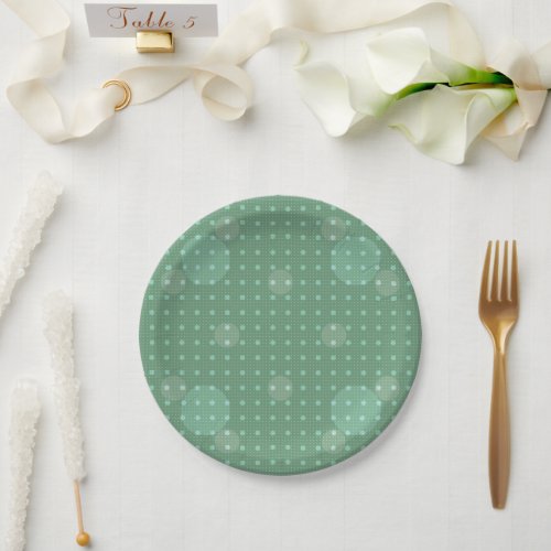 Green Colored Abstract Polka Dots Light g1 Paper Plates