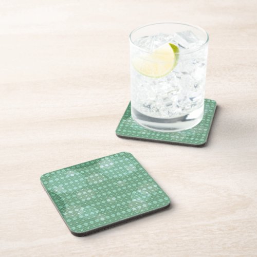 Green Colored Abstract Polka Dots Light g9 Beverage Coaster