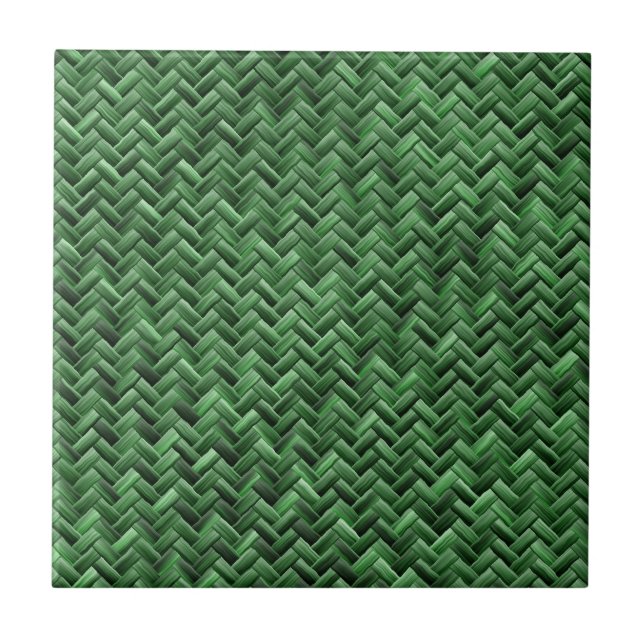 Green Colored Basket weave Pattern Tile (Front)