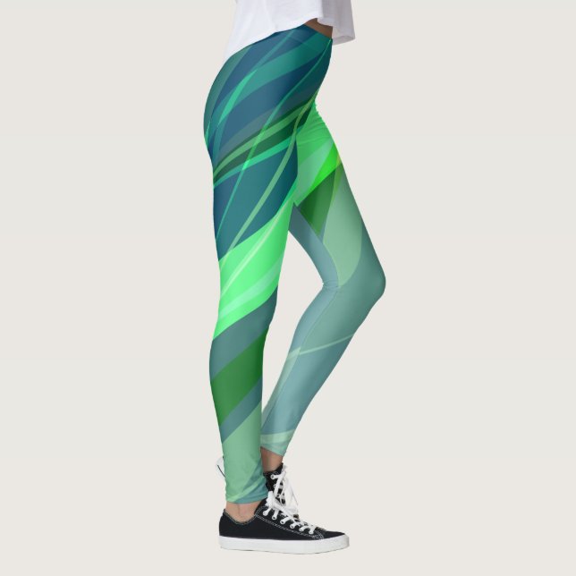 Green Colorful Abstract Leggings (Right)