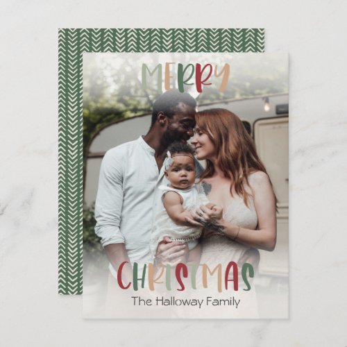 Green Colorful Christmas Bright Full Photo Holiday Card