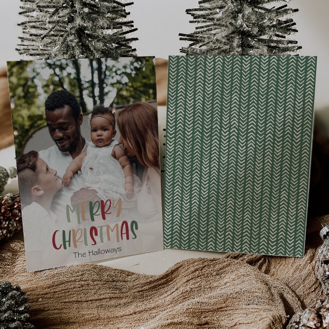 Green Colorful Christmas Full Vertical Photo Holiday Card (Creator Uploaded)
