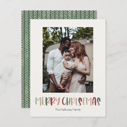 Green Colorful Christmas Vertical Single Photo Holiday Card