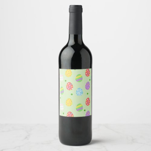 Green  Colorful Easter Egg   Wine Label