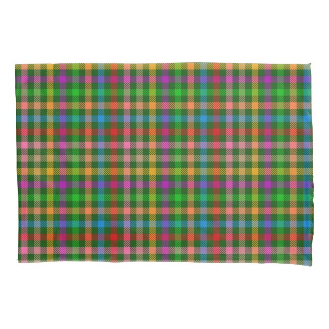 Green Colorful Gingham Plaid Pattern  Pillow Case (Front)
