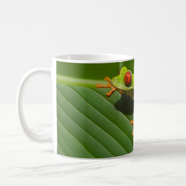 Green Colorful Jungle Tree Frog Coffee Mug (Left)