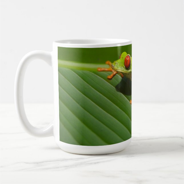 Green Colorful Jungle Tree Frog Coffee Mug (Left)