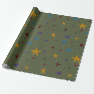 Green Colorful Star Wrapping Paper