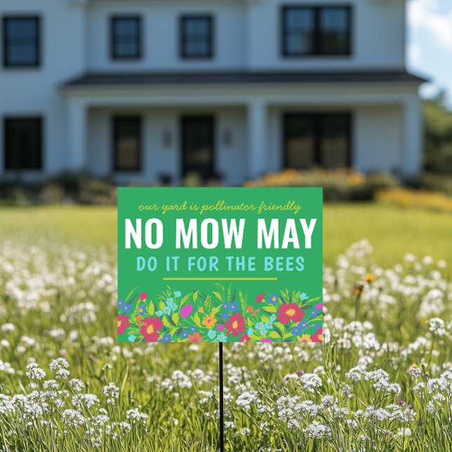 Green Colorful Wildflower No Mow May Sign (Creator Uploaded)
