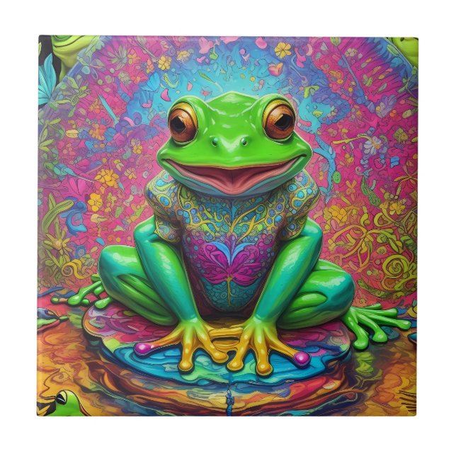 Green Coloured Frog Ceramic Tile Sets (Front)