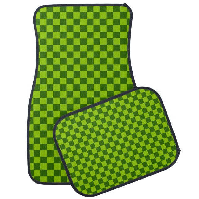 Green Combination Classic Checkerboard by STaylor Car Floor Mat (Set)