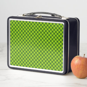 Green Combination Classic Checkerboard by STaylor Metal Lunch Box