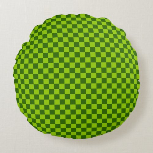 Green Combination Classic Checkerboard Round Pillow