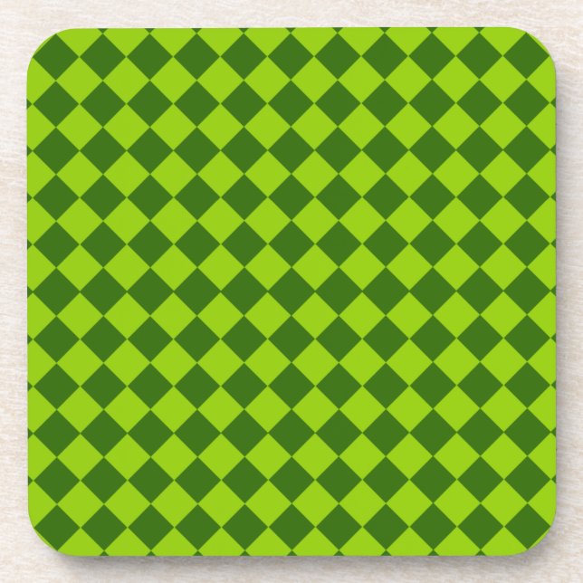Green Combination Diamond Pattern by STaylor Beverage Coaster (Front)