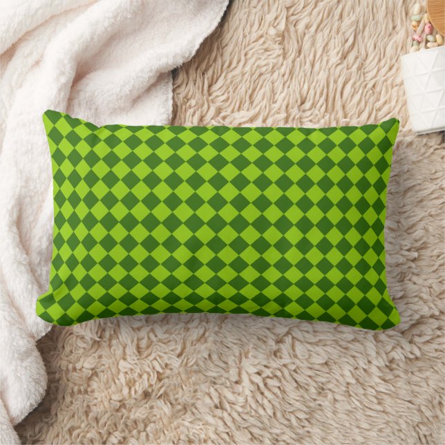 Green Combination Diamond Pattern by STaylor Lumbar Pillow (Blanket)