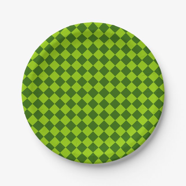 Green Combination Diamond Pattern by STaylor Paper Plates (Front)